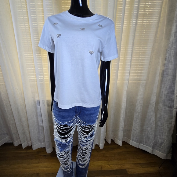 White Embellished T-Shirt - Picture 16 of 16